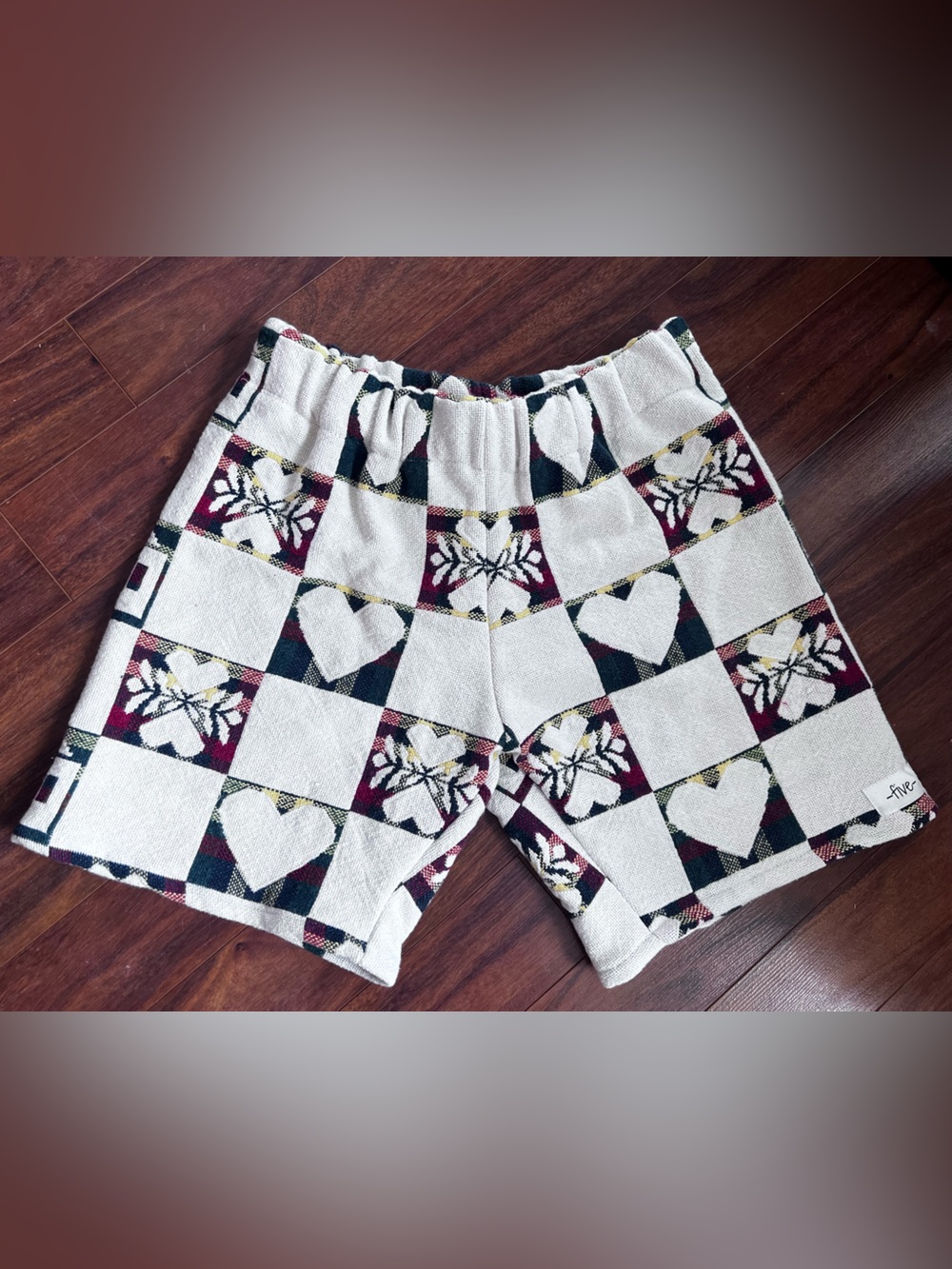-five-stitched by tina Handmade Tapestry Shorts